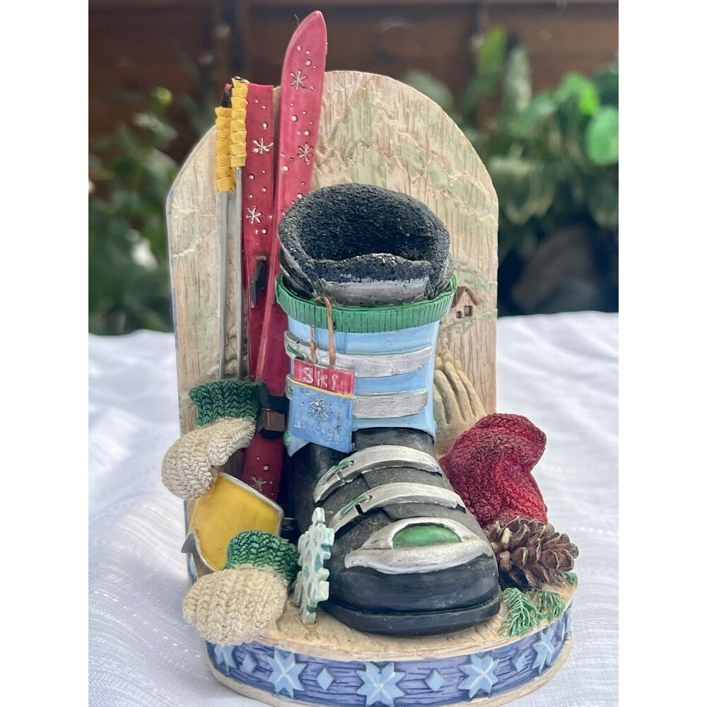 Vintage Russ Berrie Alpine Lodge Ski Boot Bookend #17800 Ski Lodge Decor